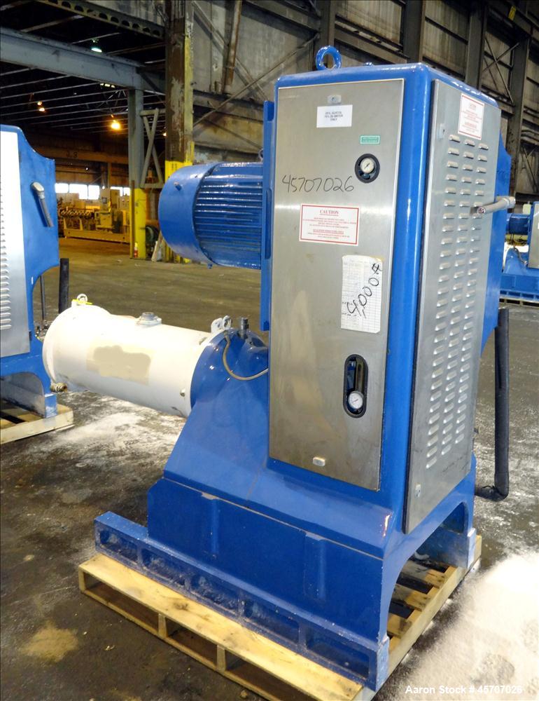 Used Netzsch Horizontal Media Mill, Model LMC60(E), Carbon Steel Jacketed Chamber, Porcelain Lined. Capacity 49.5 liters. Chamber approximately 11-3/4" diameter x 36" long with no discs, no side cham...