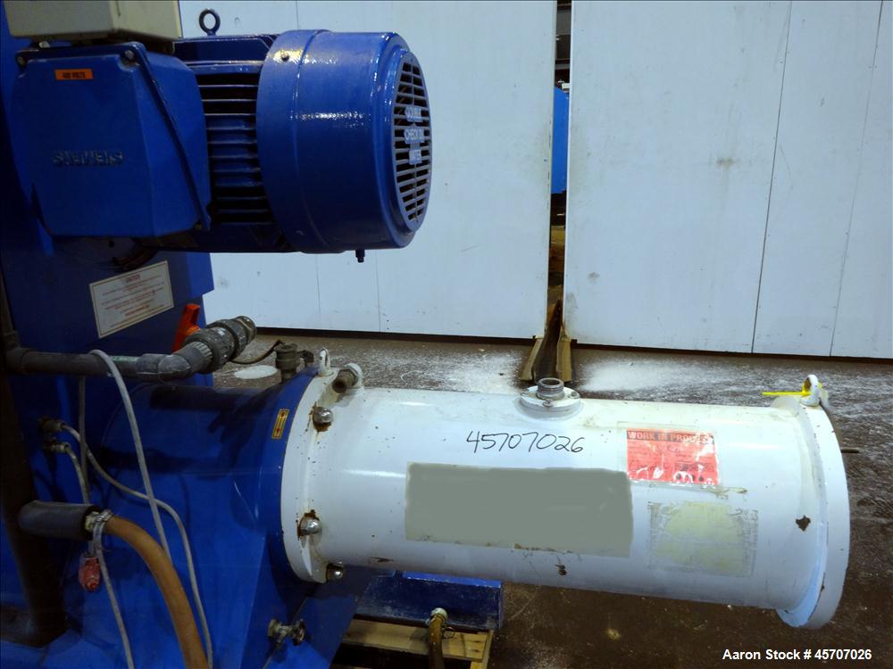 Used Netzsch Horizontal Media Mill, Model LMC60(E), Carbon Steel Jacketed Chamber, Porcelain Lined. Capacity 49.5 liters. Chamber approximately 11-3/4" diameter x 36" long with no discs, no side cham...