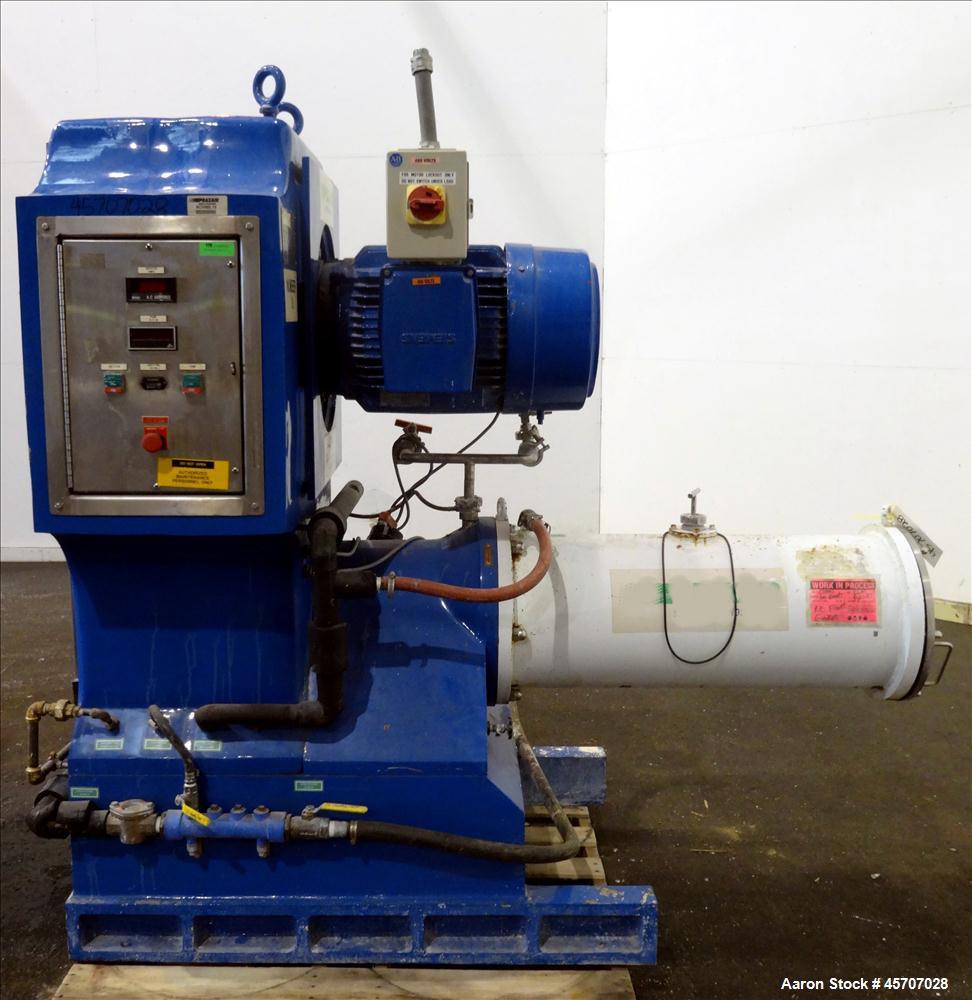 Used Netzsch Horizontal Media Mill, Model LMC60(E), Carbon Steel Jacketed Chamber, Porcelain Lined. Capacity 49.5 liters. Chamber approximately 11-3/4" diameter x 36" long with disc type agitator wit...