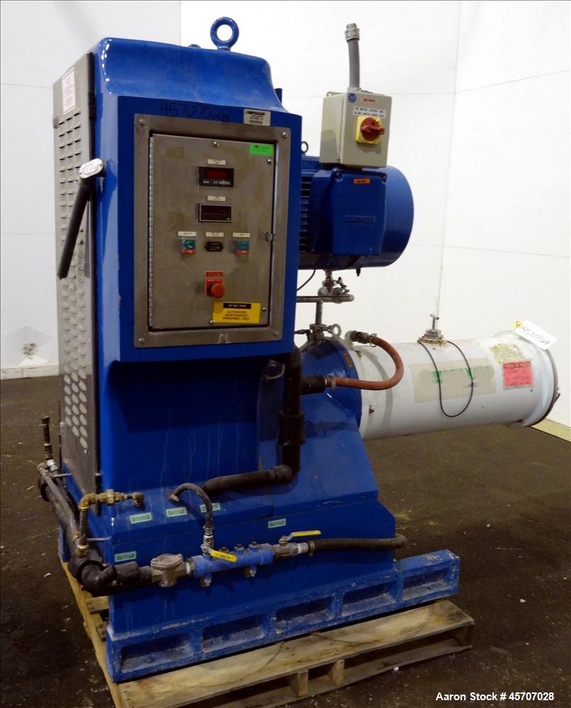 Used Netzsch Horizontal Media Mill, Model LMC60(E), Carbon Steel Jacketed Chamber, Porcelain Lined. Capacity 49.5 liters. Chamber approximately 11-3/4" diameter x 36" long with disc type agitator wit...