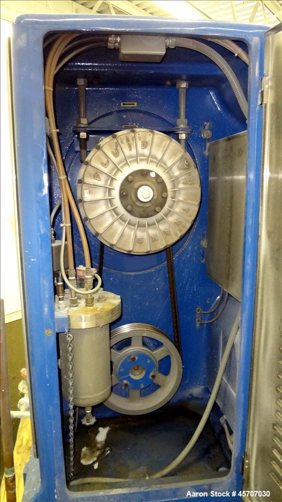 Used Netzsch Horizontal Media Mill, Model LMC60(E), Carbon Steel Jacketed Chamber, Porcelain Lined. Capacity 49.5 liters. Chamber approximately 11-3/4" diameter x 36" long with disc type agitator wit...