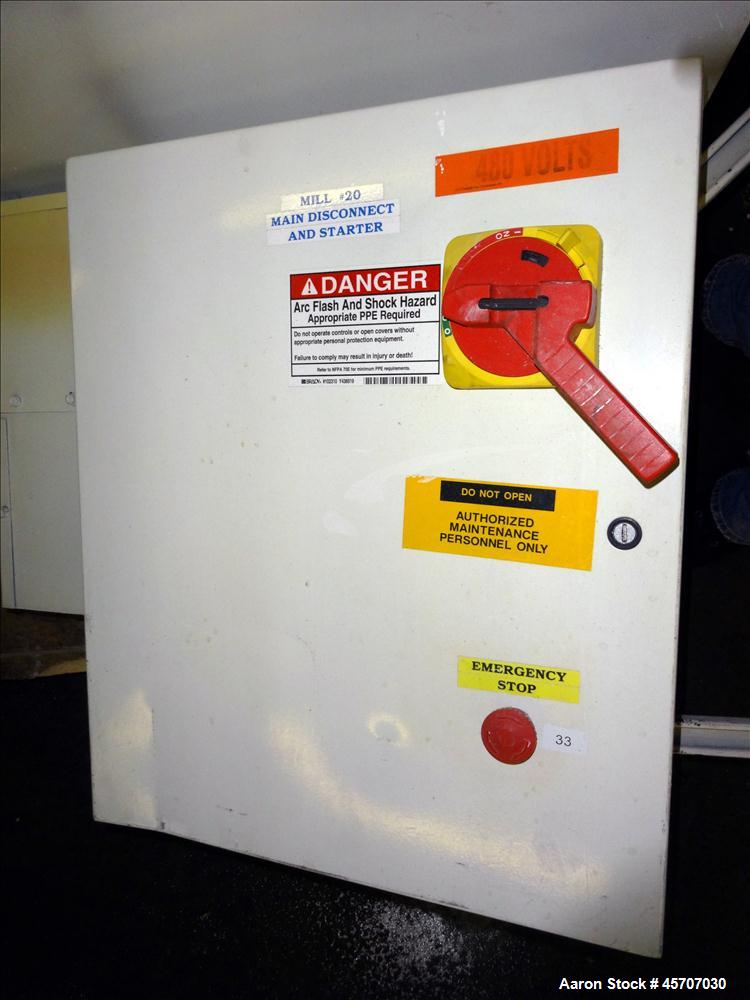 Used Netzsch Horizontal Media Mill, Model LMC60(E), Carbon Steel Jacketed Chamber, Porcelain Lined. Capacity 49.5 liters. Chamber approximately 11-3/4" diameter x 36" long with disc type agitator wit...
