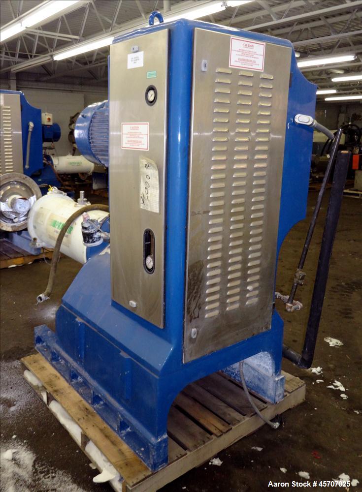 Used Netzsch Horizontal Media Mill, Model LMC60(X), Carbon Steel Jacketed Chamber, Porcelain Lined. Capacity 49.5 liters. Chamber approximately 11-3/4" diameter x 36" long with disc type agitator wit...