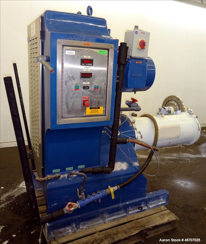 Used Netzsch Horizontal Media Mill, Model LMC60(X), Carbon Steel Jacketed Chamber, Porcelain Lined. Capacity 49.5 liters. Chamber approximately 11-3/4" diameter x 36" long with disc type agitator wit...