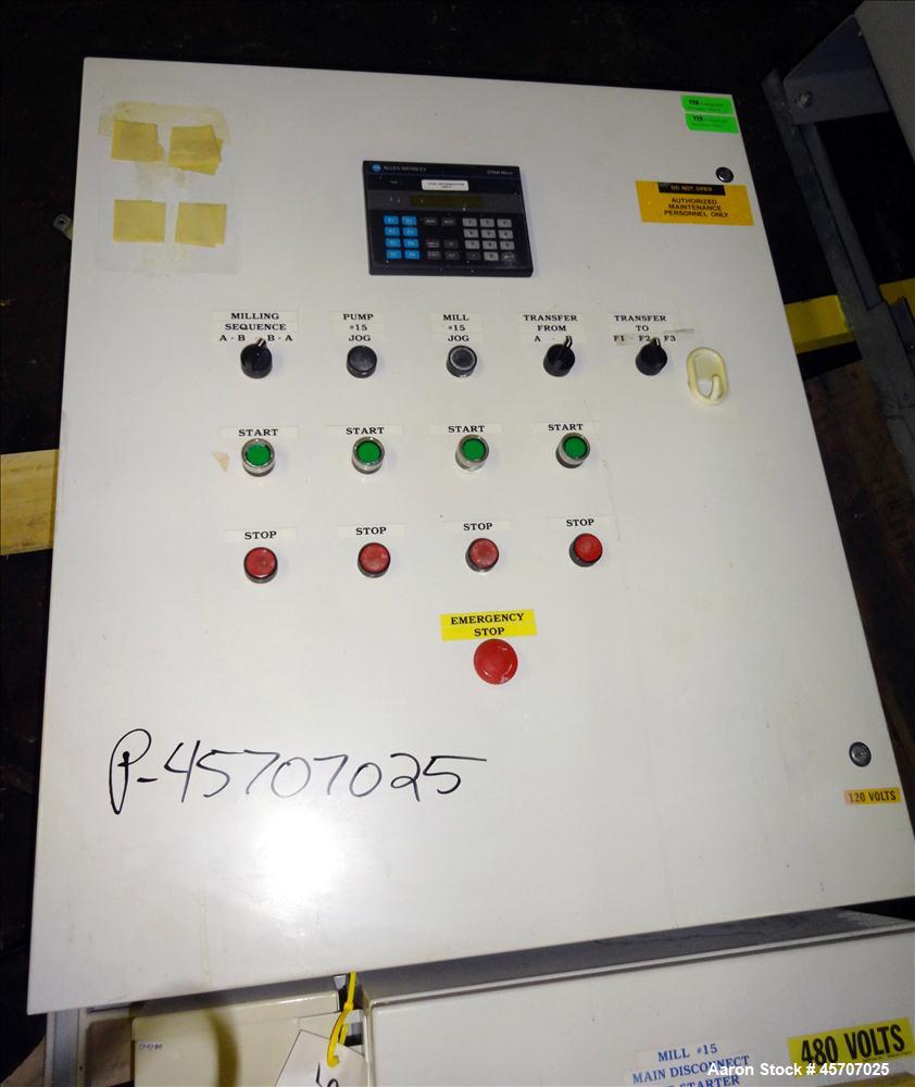 Used Netzsch Horizontal Media Mill, Model LMC60(X), Carbon Steel Jacketed Chamber, Porcelain Lined. Capacity 49.5 liters. Chamber approximately 11-3/4" diameter x 36" long with disc type agitator wit...