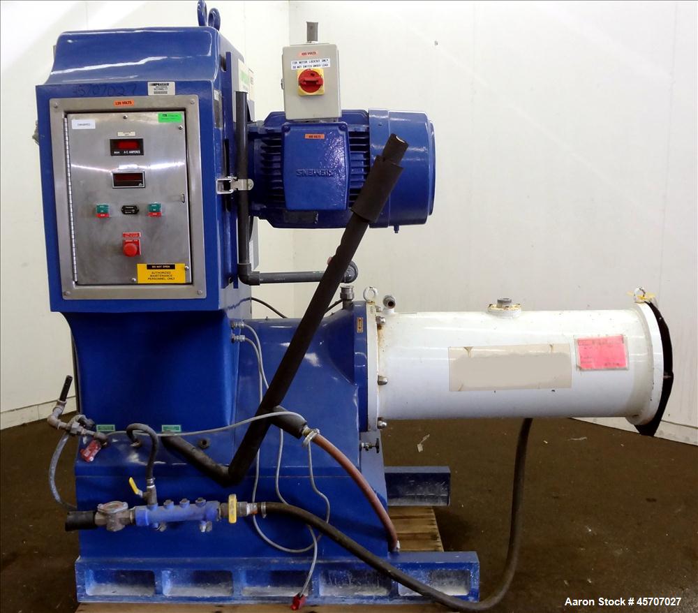 Used Netzsch Horizontal Media Mill, Model LMC60(X), Carbon Steel Jacketed Chamber, Porcelain Lined. Capacity 49.5 liters. Chamber approximately 11-3/4" diameter x 36" long, with no disks or separator...