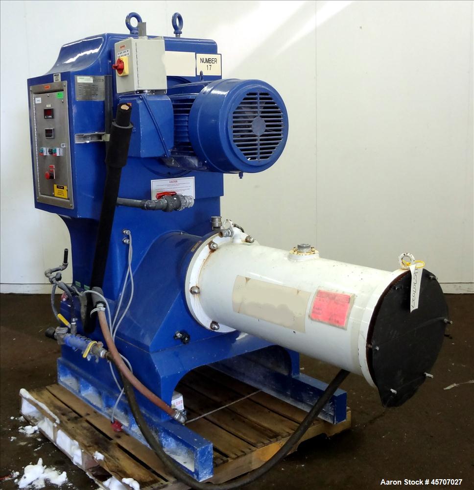 Used Netzsch Horizontal Media Mill, Model LMC60(X), Carbon Steel Jacketed Chamber, Porcelain Lined. Capacity 49.5 liters. Chamber approximately 11-3/4" diameter x 36" long, with no disks or separator...