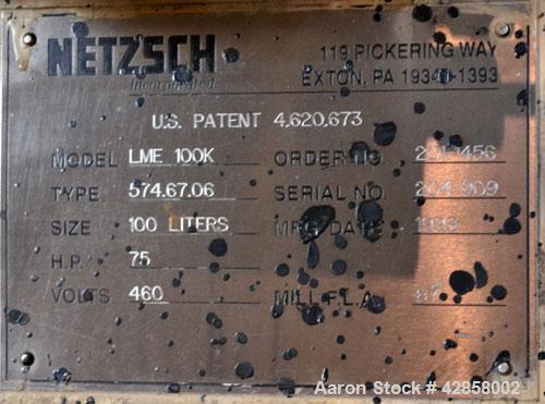 Used Netzsch Horizontal Media Mill, Model LME-100K