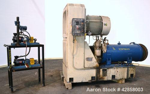Used Netzsch Horizontal Media Mill, Model LME-200K, Type 574.77.08, Carbon Steel. Jacketed chamber capacity 59.9 gallon (227 liter). Throughput approximately 200-2000 liters per hour. Chamber approxi...