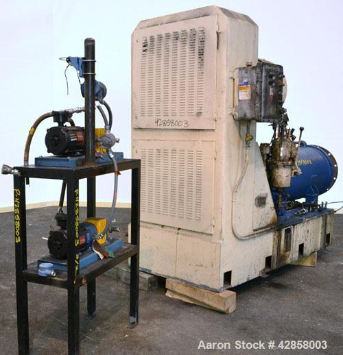 Used Netzsch Horizontal Media Mill, Model LME-200K, Type 574.77.08, Carbon Steel. Jacketed chamber capacity 59.9 gallon (227 liter). Throughput approximately 200-2000 liters per hour. Chamber approxi...