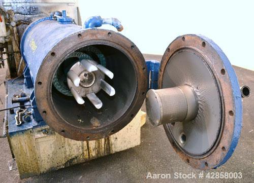 Used Netzsch Horizontal Media Mill, Model LME-200K, Type 574.77.08, Carbon Steel. Jacketed chamber capacity 59.9 gallon (227 liter). Throughput approximately 200-2000 liters per hour. Chamber approxi...