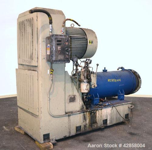 Used Netzsch Horizontal Media Mill, Model LME-200K, Type 574.77.08, Carbon Steel. Jacketed chamber capacity 59.9 gallon (227 liter). Throughput approximately 200-2000 liters per hour. Chamber approxi...