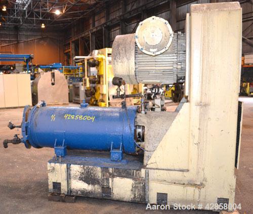 Used Netzsch Horizontal Media Mill, Model LME-200K, Type 574.77.08, Carbon Steel. Jacketed chamber capacity 59.9 gallon (227 liter). Throughput approximately 200-2000 liters per hour. Chamber approxi...