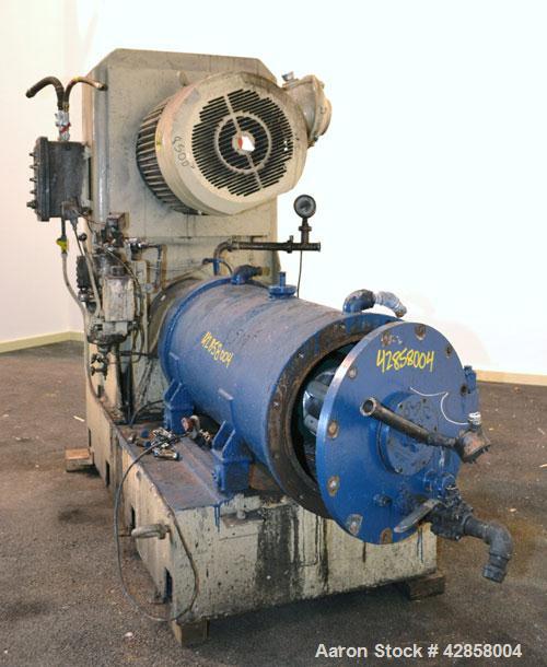 Used Netzsch Horizontal Media Mill, Model LME-200K, Type 574.77.08, Carbon Steel. Jacketed chamber capacity 59.9 gallon (227 liter). Throughput approximately 200-2000 liters per hour. Chamber approxi...