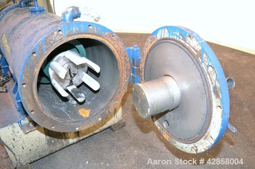 Used Netzsch Horizontal Media Mill, Model LME-200K, Type 574.77.08, Carbon Steel. Jacketed chamber capacity 59.9 gallon (227 liter). Throughput approximately 200-2000 liters per hour. Chamber approxi...