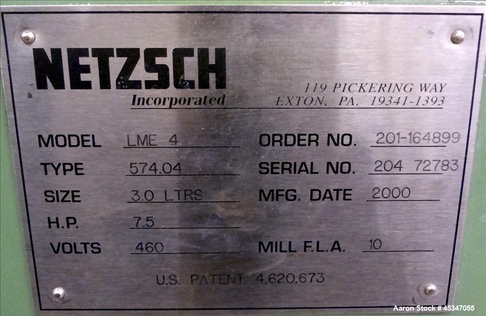 Used Netzch Mill, Model LME4