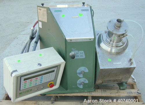 Used Netzsch Labstar Media Mill, Model LS-1, Type 993-06, .6 Liter Capacity.  Approximate 3 3/4" diameter, 316 stainless steel, chamber x approximately 4 11/16" deep.  1 1/2" inlet/outlet.  316 stain...