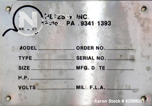 Used Netzsch Vertical Media John Mill, Model RM-15 GL