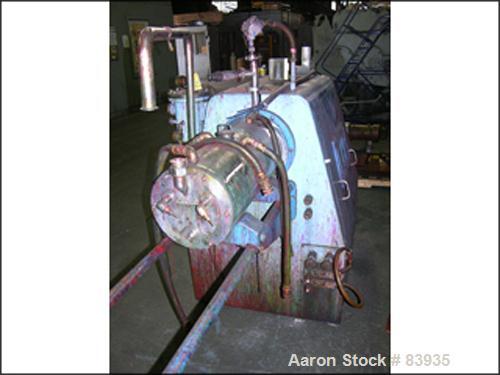 USED: Premier Horizontal Media Mill, model HP20. 20 liter capacity, stainless steel jacketed chamber, with pressure seal and oil pot, on base with 30 hp XP motor.