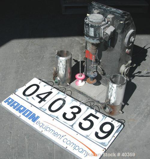 USED:Premier/Sussmeyer batch type media mill, model SME-11. Lab size, 0.2 gallon capacity. 2 jacketed cans 3-3/4" diameter x 9-3/4" deep. 1" end outlet. Driven by a 0.55 kw (3/4 hp) 3/60/220-380V/ 27...