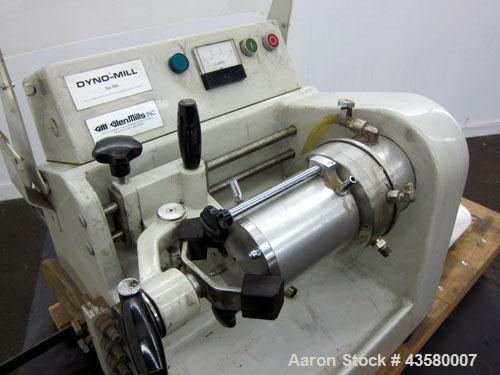 Used WAB Willy A. Bachofen Dyno-Mill, Model KDL, 316 Stainless Steel. Approximate capacity 0.3 to 0.6 liters. 3” Diameter x 6” deep jacketed chamber, no mixing rotor. Driven by an approximate 1.5kw, ...