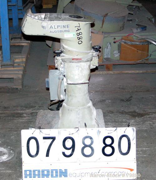USED: Alpine Rotoplex vertical cutting mill, model A16/8, carbon steel. 10" x 9" x 3" deep chamber with (2) 3" wide bolt-on blade rotor, (2) bed blades. Approximate 3/8" diameter screen holes. Top fe...