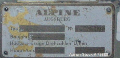 USED: Alpine Rotoplex vertical cutting mill, model A16/8, carbon steel. 10" x 9" x 3" deep chamber with (2) 3" wide bolt-on blade rotor, (2) bed blades. Approximate 3/8" diameter screen holes. Top fe...
