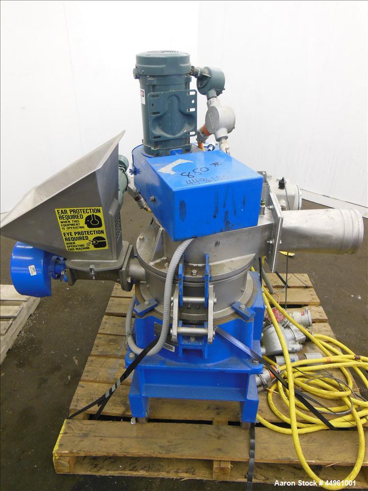 Used Hosokawa Micron Powder Systems ACM Air Classifying Mill, Model 10 ACM, 304 Stainless Steel. Approximate 11" diameter grinding chamber. Rotor driven by a 10 hp, 3/60/230/460 volt, 3500 rpm XP mot...