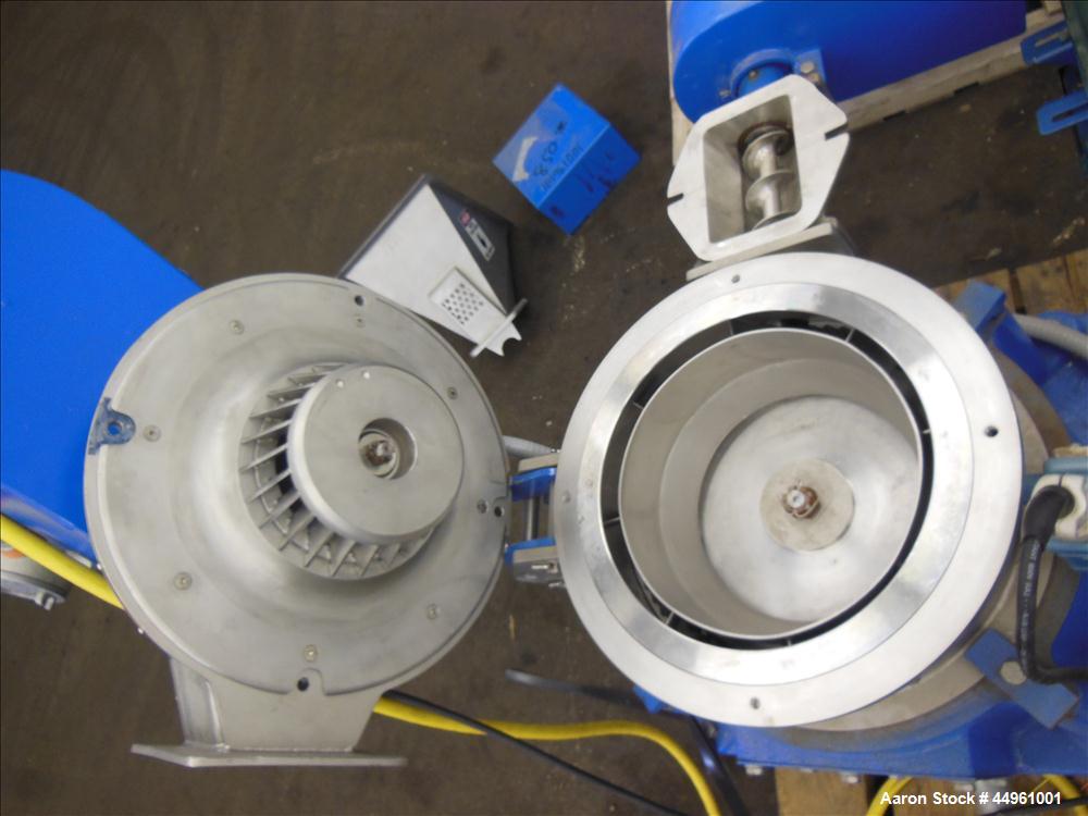 Used Hosokawa Micron Powder Systems ACM Air Classifying Mill, Model 10 ACM, 304 Stainless Steel. Approximate 11" diameter grinding chamber. Rotor driven by a 10 hp, 3/60/230/460 volt, 3500 rpm XP mot...