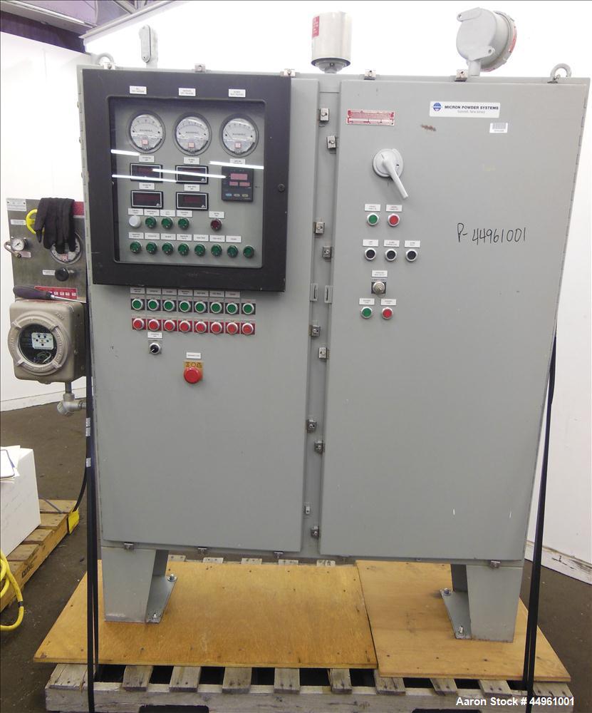 Used Hosokawa Micron Powder Systems ACM Air Classifying Mill, Model 10 ACM, 304 Stainless Steel. Approximate 11" diameter grinding chamber. Rotor driven by a 10 hp, 3/60/230/460 volt, 3500 rpm XP mot...