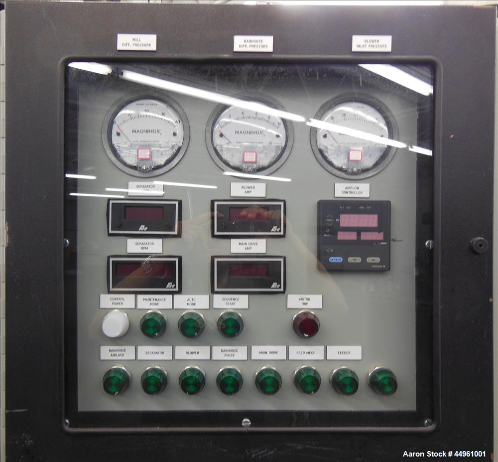Used Hosokawa Micron Powder Systems ACM Air Classifying Mill, Model 10 ACM, 304 Stainless Steel. Approximate 11" diameter grinding chamber. Rotor driven by a 10 hp, 3/60/230/460 volt, 3500 rpm XP mot...
