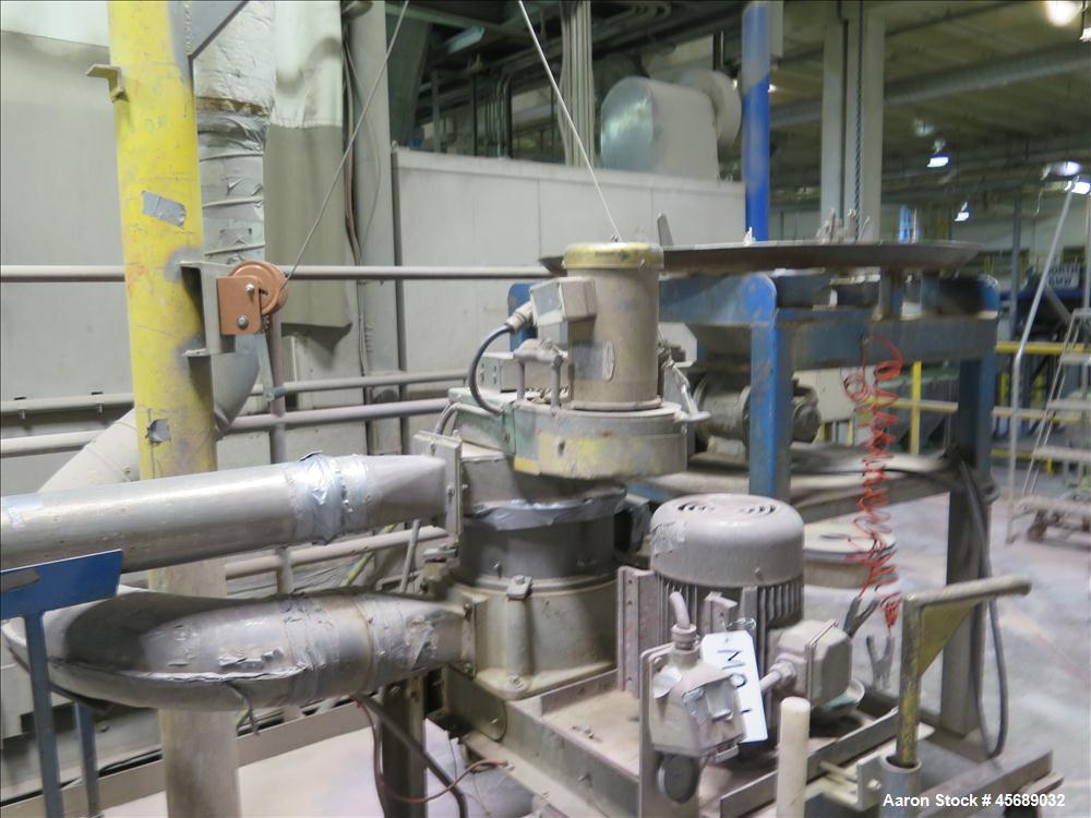 Used Hosokawa Mikropul Pulverizer, Model 10ACM.  Carbon Steel Construction.  Includes; AZO Sifter, Model E350, Cyclone, Toledo Scale and Control.  Controls for Dust Collector and Pulverizer.