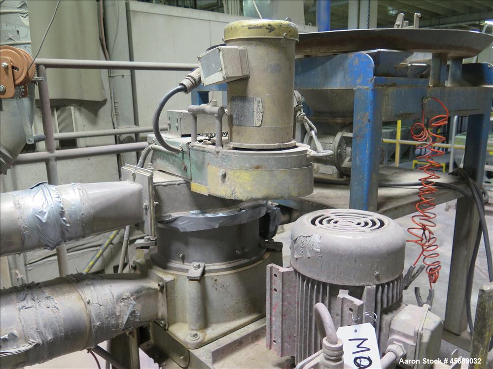 Used Hosokawa Mikropul Pulverizer, Model 10ACM.  Carbon Steel Construction.  Includes; AZO Sifter, Model E350, Cyclone, Toledo Scale and Control.  Controls for Dust Collector and Pulverizer.