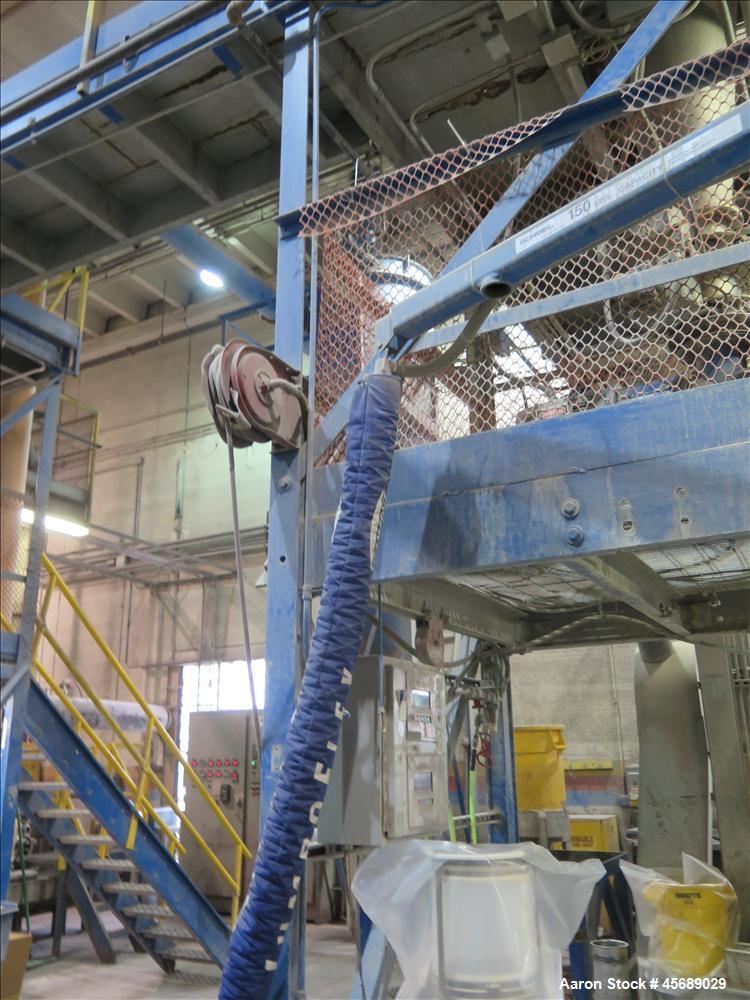 Used Hosokawa Mikropul Pulverizer, Model 30ACM.  Carbon Steel Construction.  Includes; Kemutec Sifter, Model K650, Cyclone, Mikro-Pulsaire Dust Collector, Schmalz Box Lifter, Toledo Scale and Control...