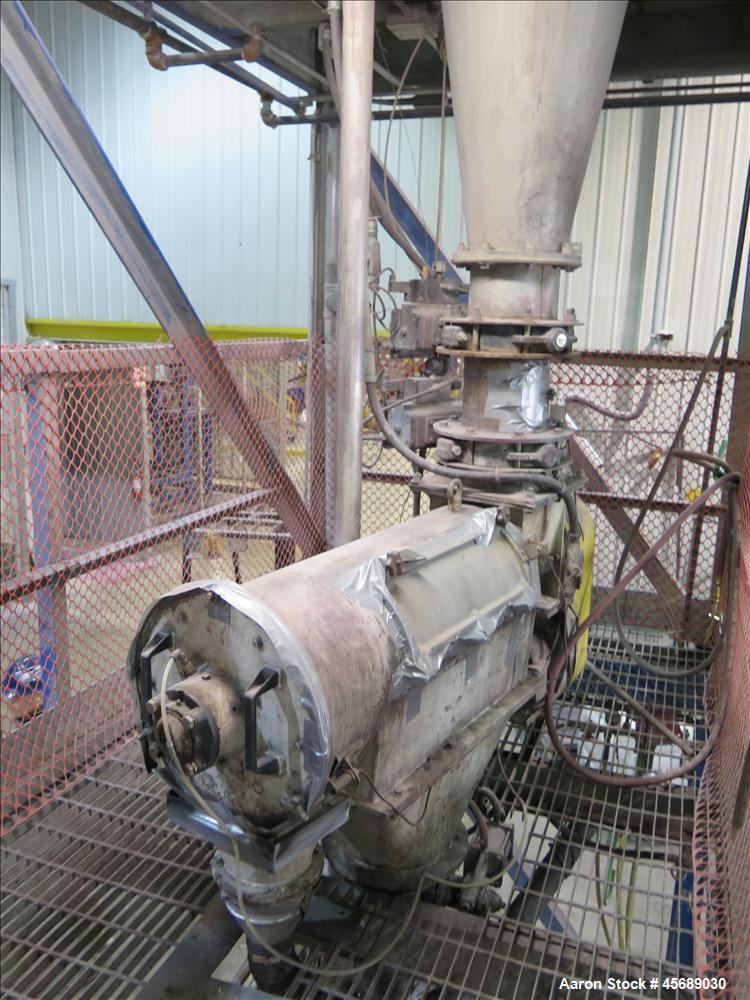 Used Hosokawa Mikropul Pulverizer, Model 40ACM.  Carbon Steel Construction.  Includes; AZO Sifter, Model E650, Cyclone, Mikro-Pulsaire Dust Collector, Schmalz Box Lifter, Toledo Scale and Control.  C...