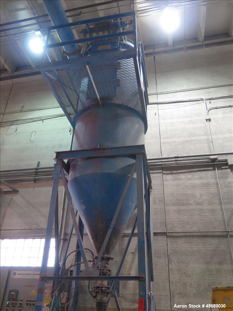 Used Hosokawa Mikropul Pulverizer, Model 40ACM.  Carbon Steel Construction.  Includes; AZO Sifter, Model E650, Cyclone, Mikro-Pulsaire Dust Collector, Schmalz Box Lifter, Toledo Scale and Control.  C...