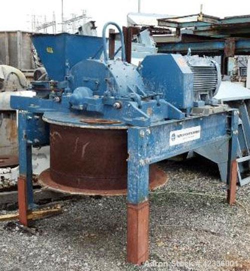 Used Hosokawa Micron Pulverizer, Model 4TH, Carbon Steel. Triple horizontal screw feeder with motor, 100 hp main drive, 3450 rpm rotor speed, triple horizontal screw feeder with .75 hp feeder drive, ...