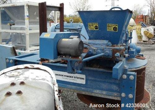 Used Hosokawa Micron Pulverizer, Model 4TH, Carbon Steel. Triple horizontal screw feeder with motor, 100 hp main drive, 3450 rpm rotor speed, triple horizontal screw feeder with .75 hp feeder drive, ...