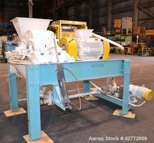 Used Mikro Pulverizer Hammer Mill, Model 4TH, Carbon Steel. 20" Diameter x 12" wide rotor with 4 rows swinging stirrup hammers. Top feed hopper with a triple screw feed, driven by a 2 hp, 3/60/460 vo...