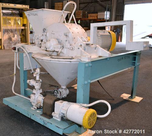 Used Mikro Pulverizer Hammer Mill, Model 4TH, Carbon Steel. 20" Diameter x 12" wide rotor with 4 rows swinging stirrup hammers. Top gravity feed hopper, bottom screen. Bottom discharge hopper with a ...