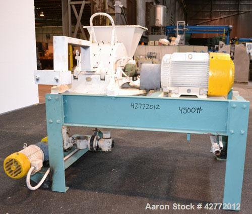 Used Mikro Pulverizer Hammer Mill, Model 4TH, Carbon Steel. 20" Diameter x 12" wide rotor with 4 rows swinging stirrup hammers. Top gravity feed hopper, bottom screen. Bottom discharge hopper with a ...