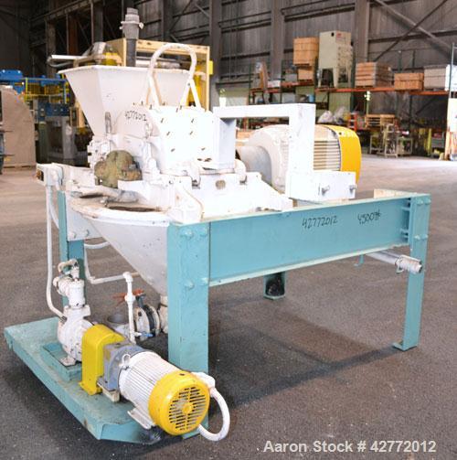 Used Mikro Pulverizer Hammer Mill, Model 4TH, Carbon Steel. 20" Diameter x 12" wide rotor with 4 rows swinging stirrup hammers. Top gravity feed hopper, bottom screen. Bottom discharge hopper with a ...