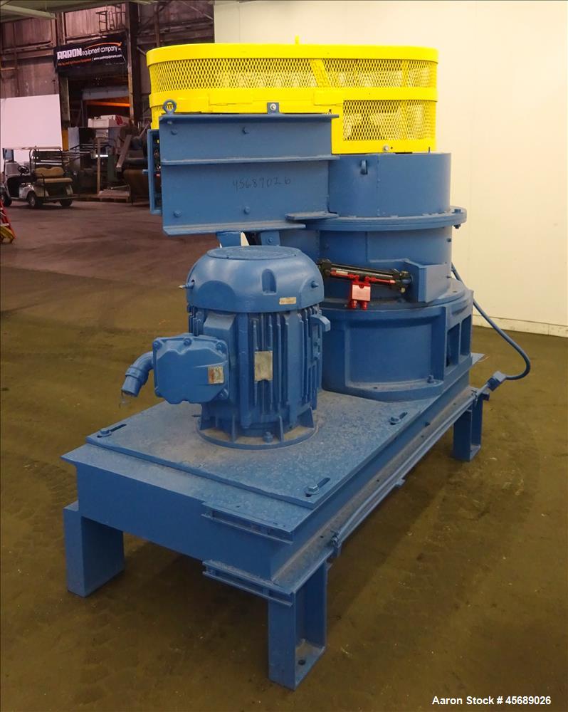 Used Hosokawa Mikropul Pulverizer, Model 60ACM, Carbon Steel. Approximate 31-1/2" diameter rotor. Driven by a 75hp, 3/60/230/460 volt, 1770 rpm motor. Separator driven by a 10hp, 3/60/230/460 volt, 1...