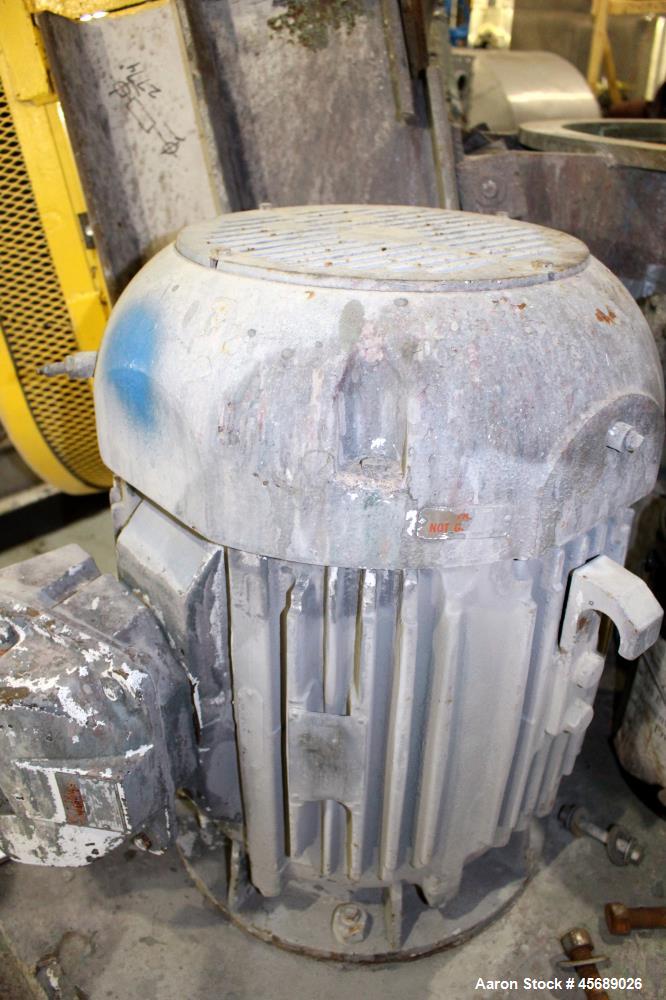 Used Hosokawa Mikropul Pulverizer, Model 60ACM, Carbon Steel. Approximate 31-1/2" diameter rotor. Driven by a 75hp, 3/60/230/460 volt, 1770 rpm motor. Separator driven by a 10hp, 3/60/230/460 volt, 1...