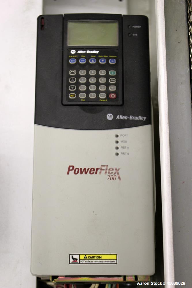 Used Hosokawa Mikropul Pulverizer, Model 60ACM, Carbon Steel. Approximate 31-1/2" diameter rotor. Driven by a 75hp, 3/60/230/460 volt, 1770 rpm motor. Separator driven by a 10hp, 3/60/230/460 volt, 1...