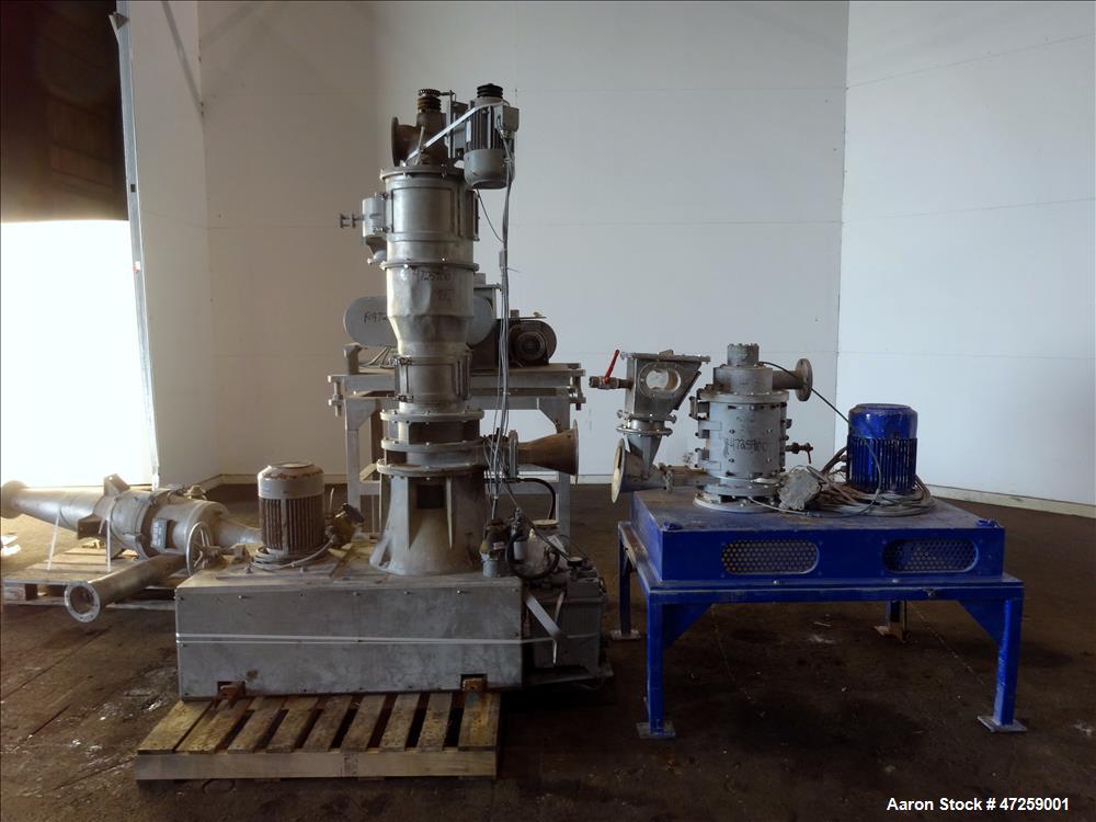 Used Hosokawa Micron Milling System Consisting Of: (1) Hosokawa Micron Dryer, model MDV-1, stainless steel. Approximate 125 kg/hr. maximum evaporation capacity depending on product. Approximate 10" d...