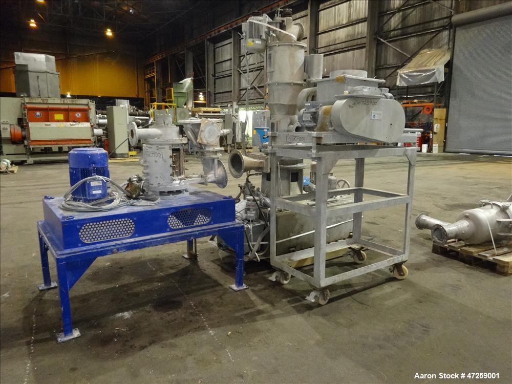 Used Hosokawa Micron Milling System Consisting Of: (1) Hosokawa Micron Dryer, model MDV-1, stainless steel. Approximate 125 kg/hr. maximum evaporation capacity depending on product. Approximate 10" d...