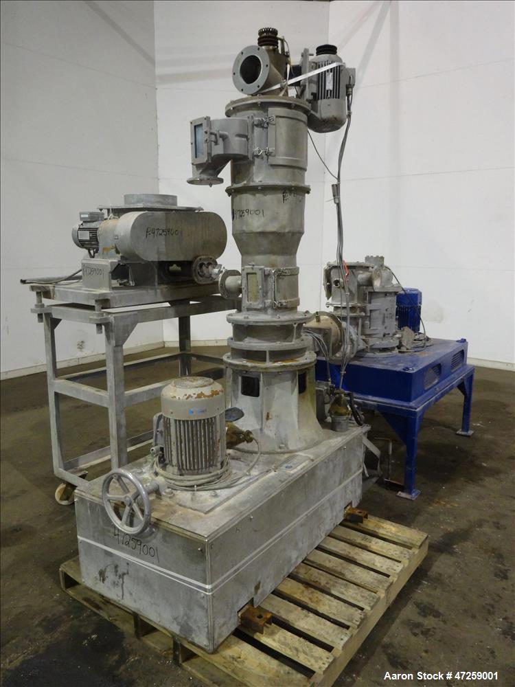 Used Hosokawa Micron Milling System Consisting Of: (1) Hosokawa Micron Dryer, model MDV-1, stainless steel. Approximate 125 kg/hr. maximum evaporation capacity depending on product. Approximate 10" d...