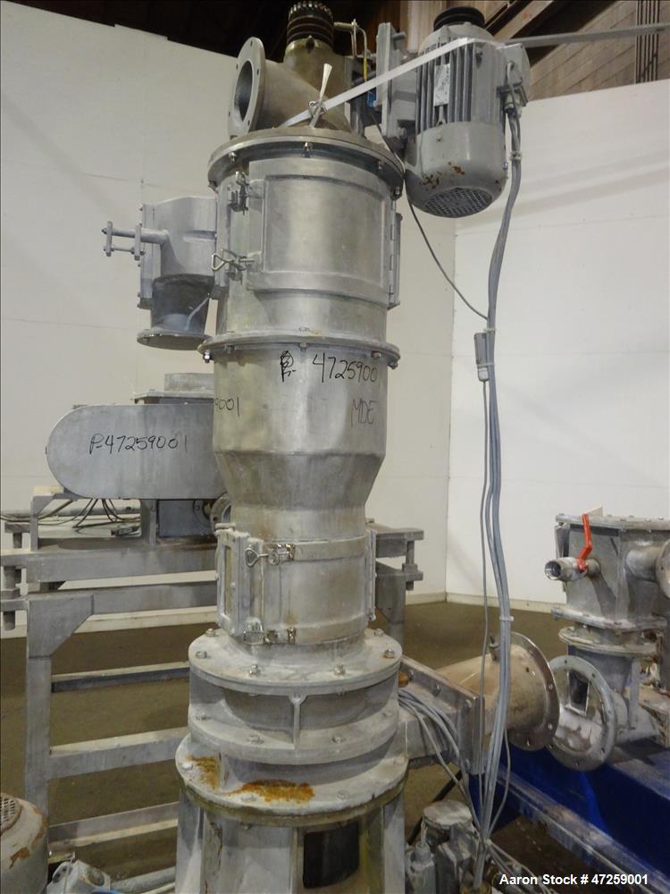 Used Hosokawa Micron Milling System Consisting Of: (1) Hosokawa Micron Dryer, model MDV-1, stainless steel. Approximate 125 kg/hr. maximum evaporation capacity depending on product. Approximate 10" d...