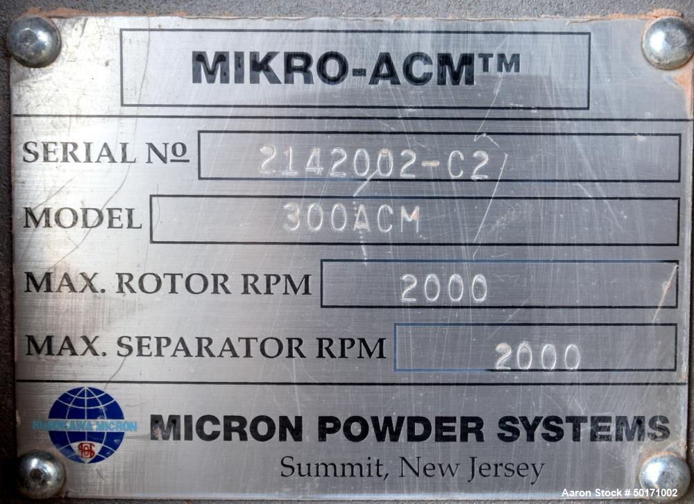 Used- Hosokawa Micron Powder Systems Air Classifying Mill, Model Mikro-ACM 300.
